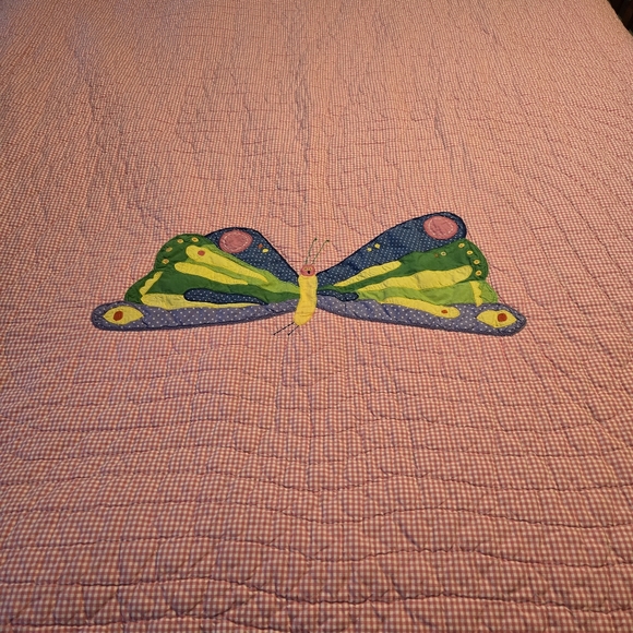 Pottery Barn Kids Eric Carle The Very Hungry Caterpillar Butterfly Gingham Quilt - Picture 16 of 16